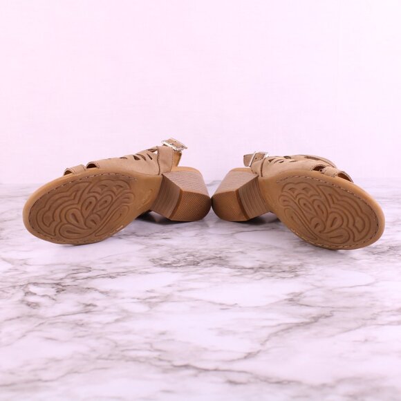 b.o.c Tan Cutout Slingback Block Heel Sandals Size 7 Comfort Boho Summer - Picture 5 of 8
